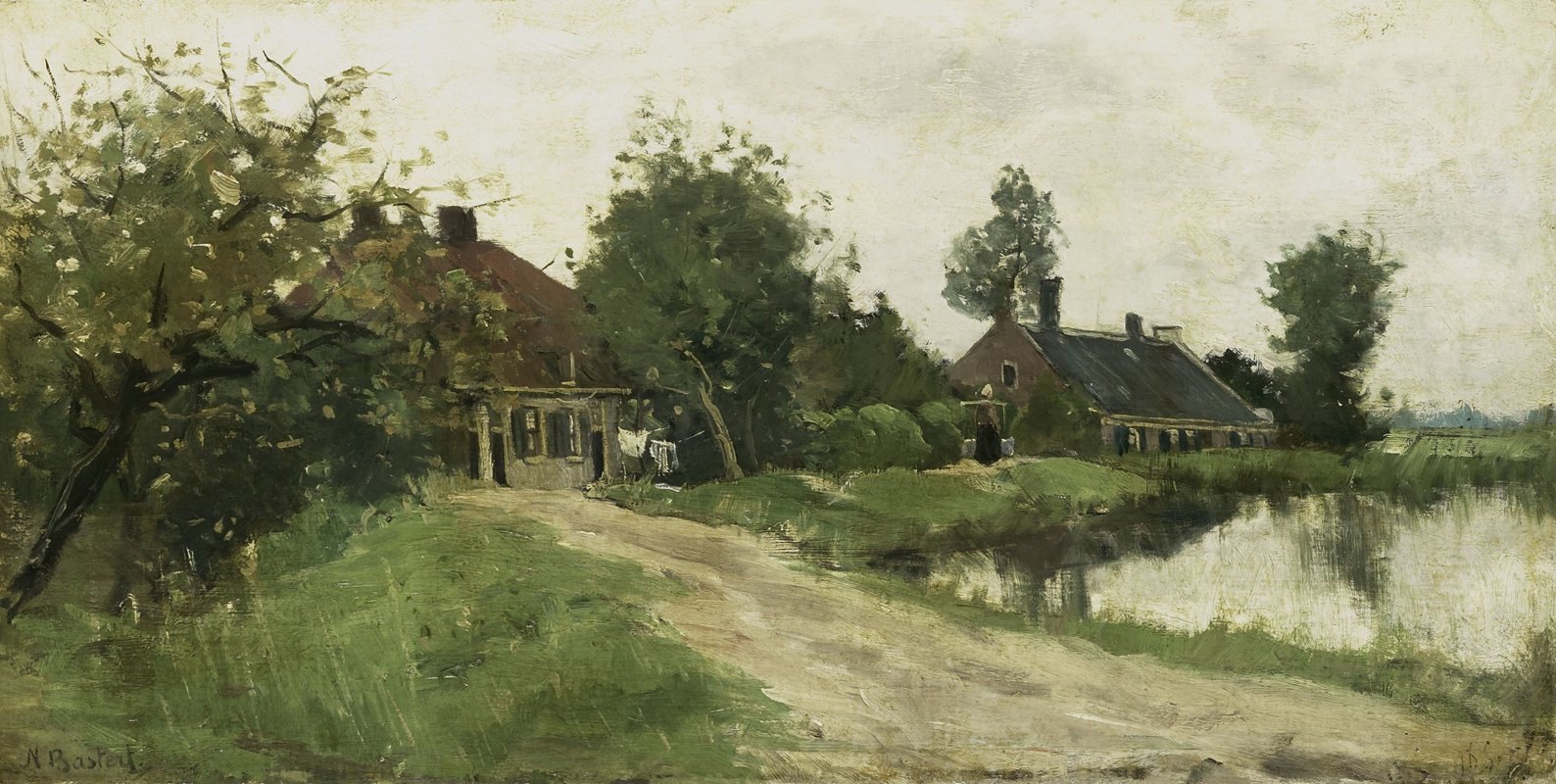 维克特河上的布鲁克伦附近`Near Breukelen on the Vecht (c. 1870 ~ c. 1923) by Nicolaas Bastert