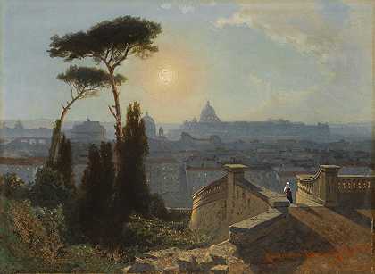 罗马，从特立尼达蒙蒂`Rome, From The Trinita Di Monti (1871) by Karl Lindemann-Frommel