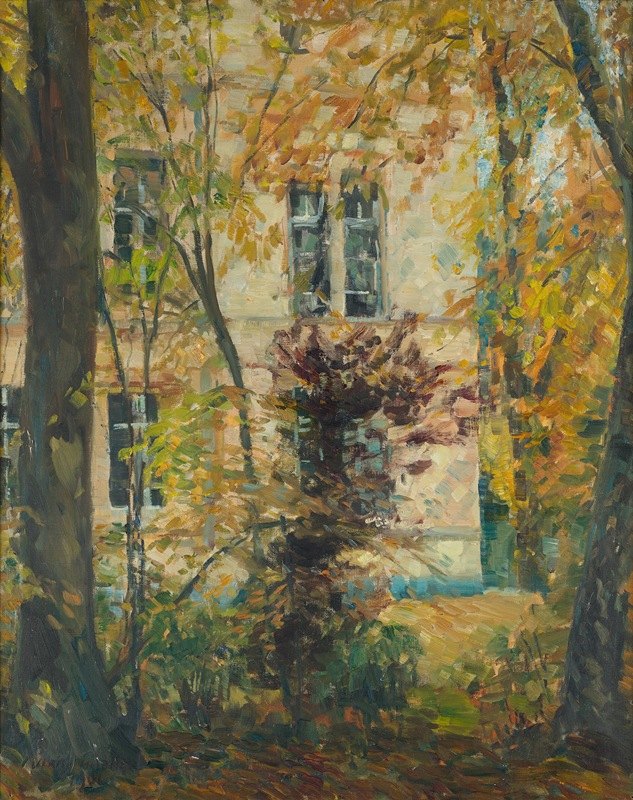 带花园的房子`Haus mit Garten (1901) by Ulrich Hübner