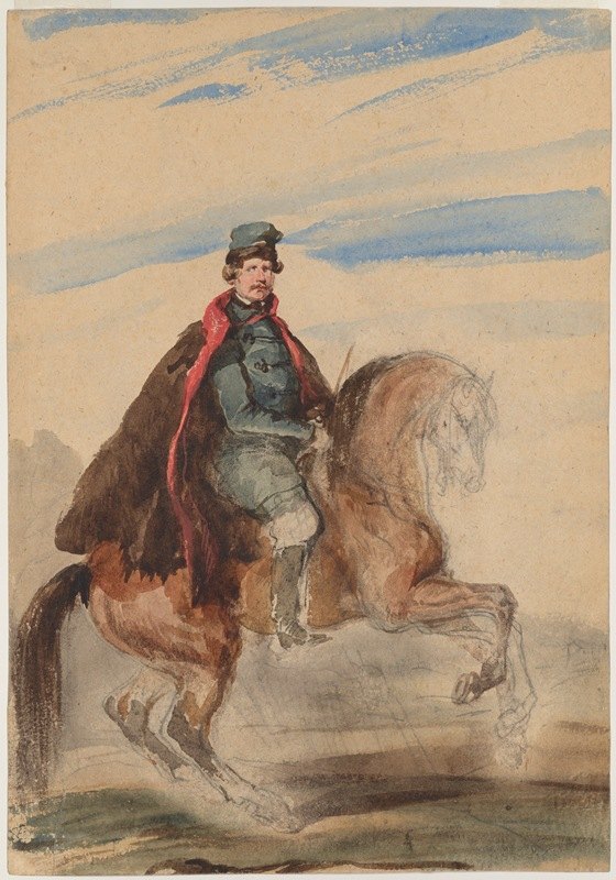 里昂·萨皮埃哈的马术肖像`Equestrian portrait of Leon Sapieha (1845 ~ 1848) by Piotr Michałowski