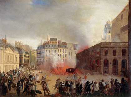 城堡插座水，皇宫广场，1848年2月24日。`Prise du château deau, place du Palais~Royal, le 24 février 1848. (1848)