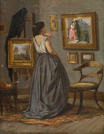 演播室里的一位女士`A Lady in the Studio (1863 – 1867) by David Jacobsen