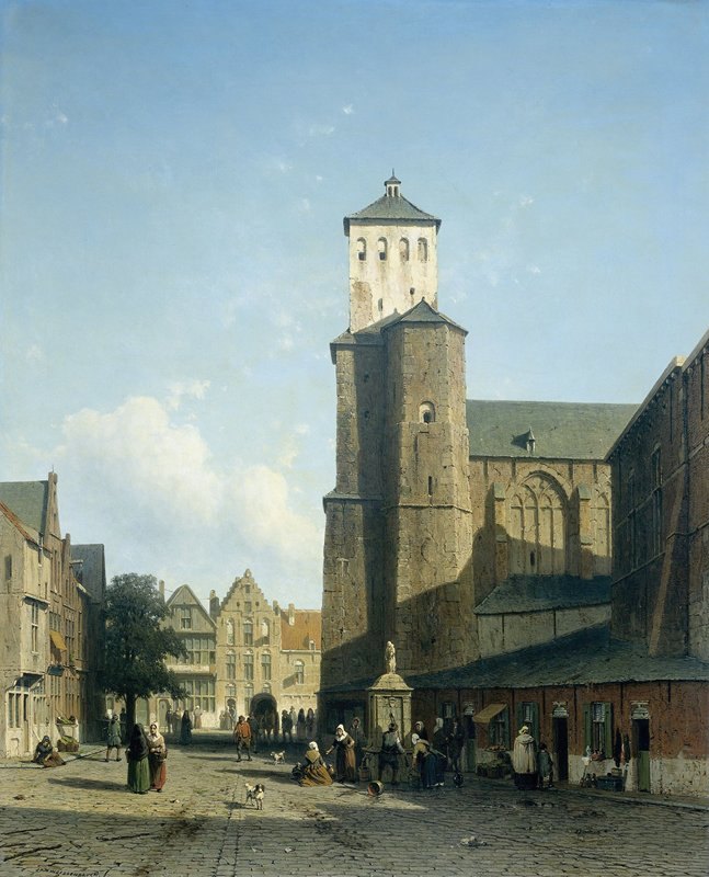 利日圣丹尼斯教堂`St Denis Church in Liège (1850 ~ 1860) by Jan Weissenbruch