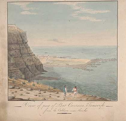 从Sancho附近的La Caldeva看特内里费奥罗塔瓦港`View from part of Port Orotava, Tenerife from La Caldeva, near Sancho (1821) by Alfred Diston