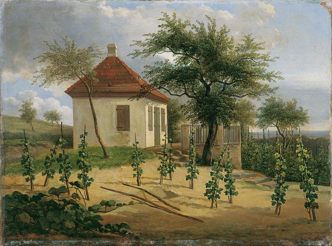 洛施维茨附近克纳葡萄园的凉亭`Pavillon auf Dr. Körners Weinberg bei Loschwitz (1828) by Karl Gottfried Traugott Faber