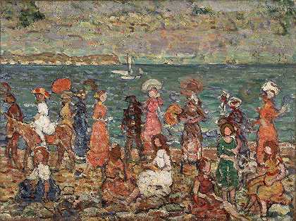 海岸`Seashore (c.1913) by Maurice Prendergast