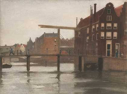 阿姆斯特丹尤伦堡风景`Gezicht op Uilenburg te Amsterdam (1870 ~ 1923) by Willem Witsen