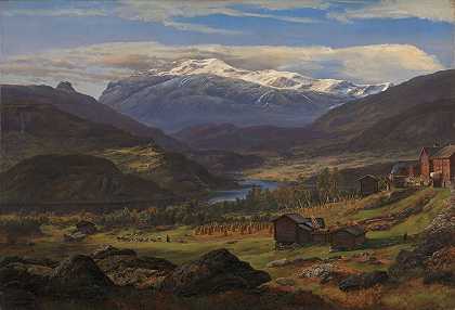 来自瓦尔德雷斯的Helle`From Hjelle in Valdres (1851) by Johan Christian Dahl