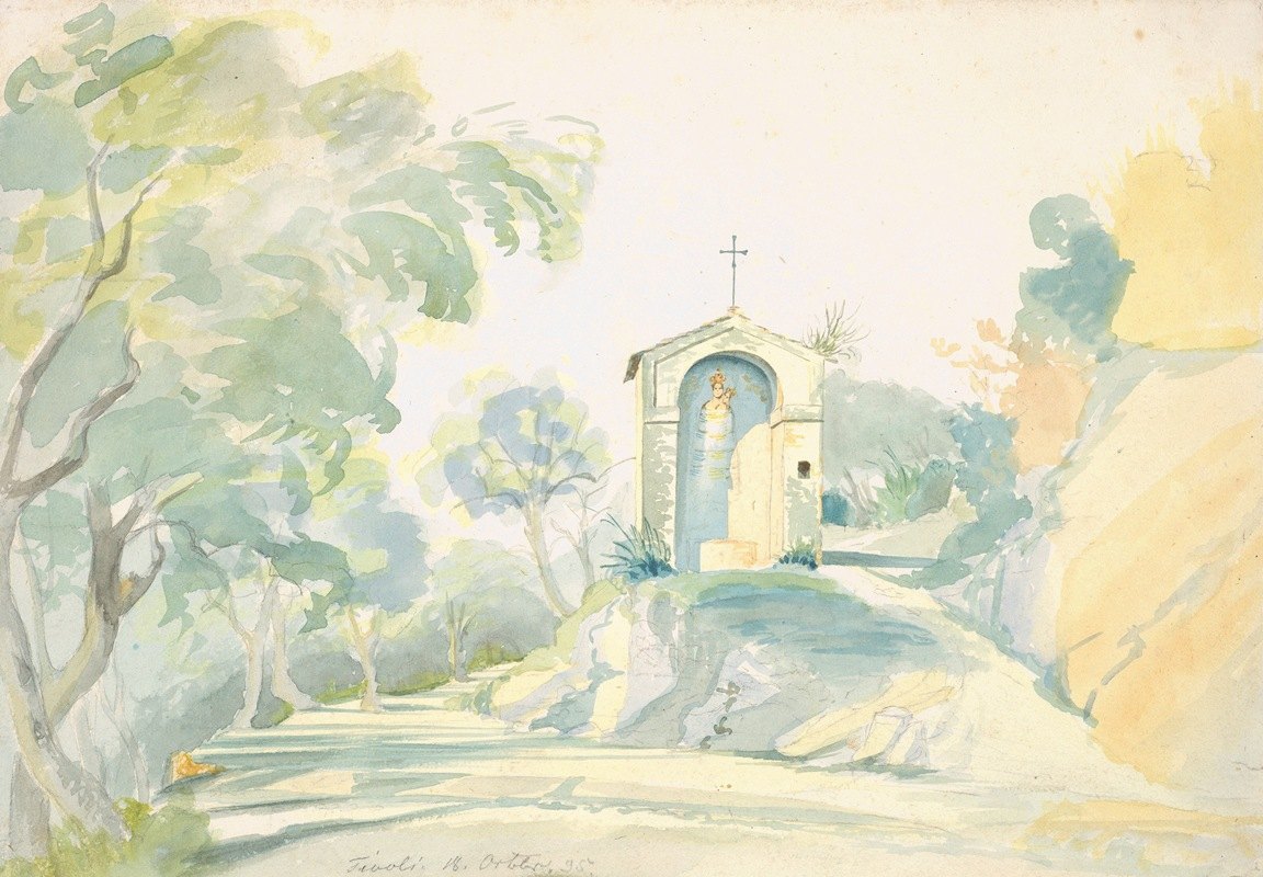 蒂沃利附近的路边小教堂`A Roadside Chapel near Tivoli (1835) by August Georg Friedrich Lucas