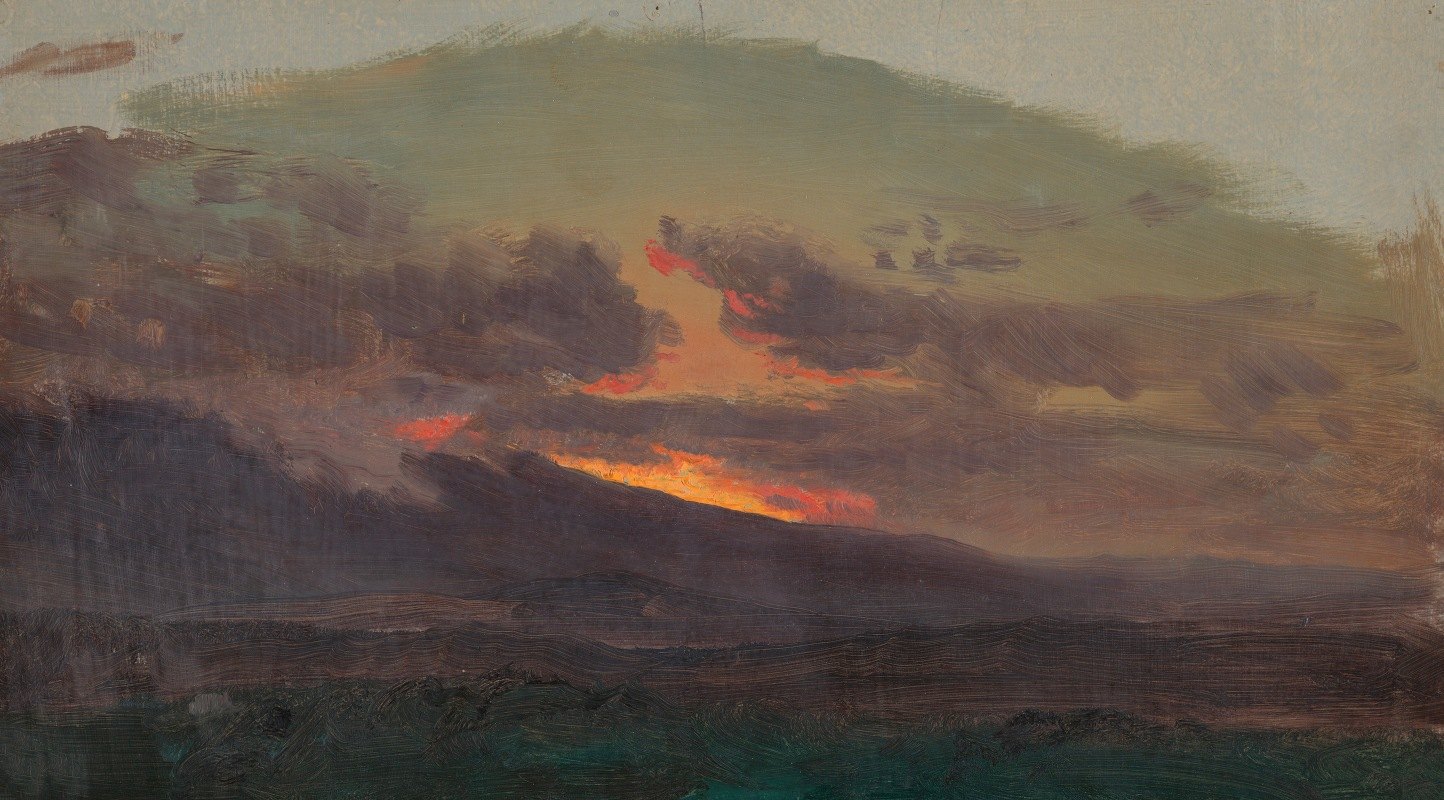 卡茨基尔河上的日落`Sunset across the Catskills (1870–80) by Frederic Edwin Church