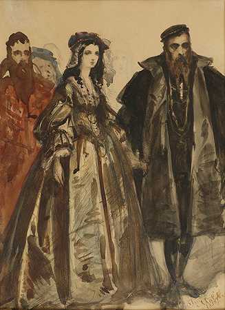 季格蒙特二世八月与芭芭拉`Zygmunt II August and Barbara (1858) by Jan Matejko