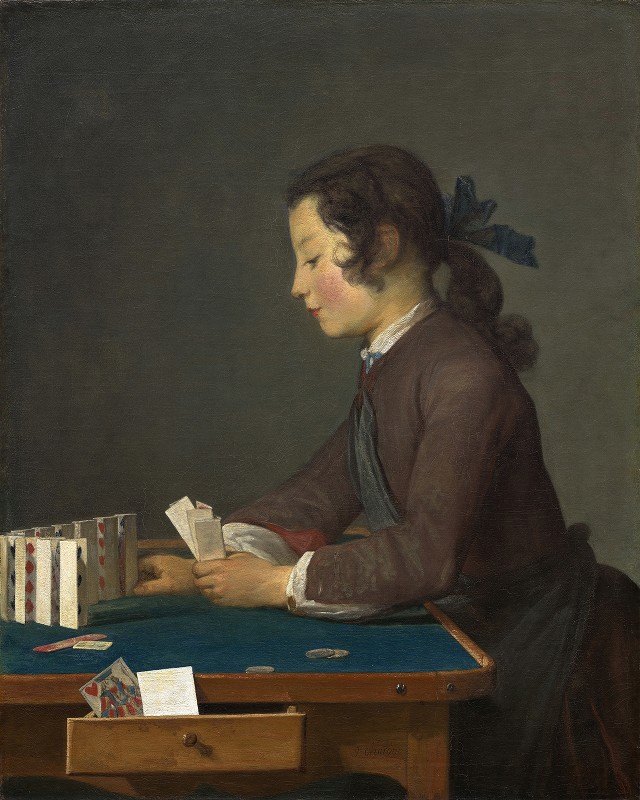纸牌屋`The House of Cards (probably 1737) by Jean-Baptiste-Siméon Chardin