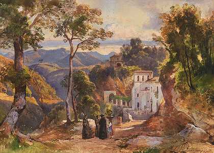 L\’Avvocatella，Cava dei Tirreni`L’Avvocatella, Cava dei Tirreni (c. 1850~1855) by Giacinto Gigante