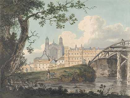 伊顿公学，达切特路`Eton College from Datchet Road (1790) by Thomas Girtin
