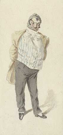 站着的绅士的漫画`Karikatuur van een staande heer (1809 ~ 1877) by Henry Bonaventure Monnier