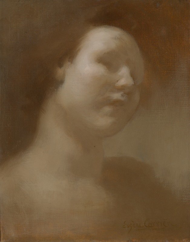女孩肖像`Portrait of a Girl (1900~1905) by Eugène Carriere