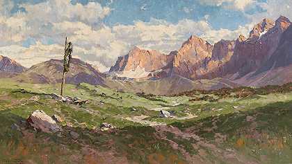 南蒂罗尔的塞瑟阿尔姆`The Seiser Alm in South Tyrol (1926) by Hans Maurus