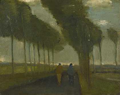 两个步行者的过道`Lallée Aux Deux Promeneurs (1883) by Vincent van Gogh