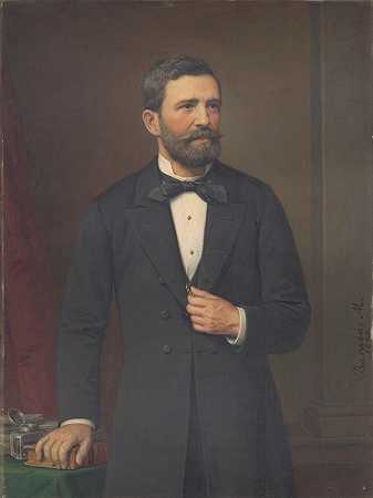 男人肖像`Portrait of a Man (1890) by Miklós Barabás