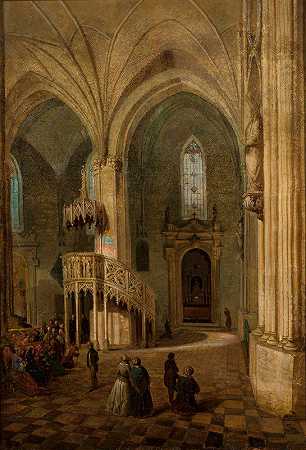 华沙圣约翰大教堂屋内`Interior of St. John’s Cathedral in Warsaw (19th century) by Marcin Zaleski