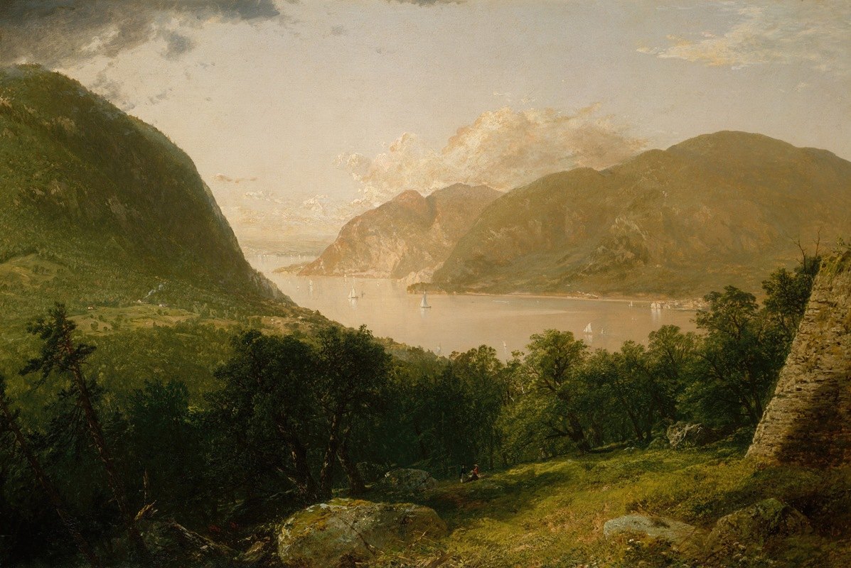 哈德逊河场景`Hudson River Scene (1857) by John Frederick Kensett