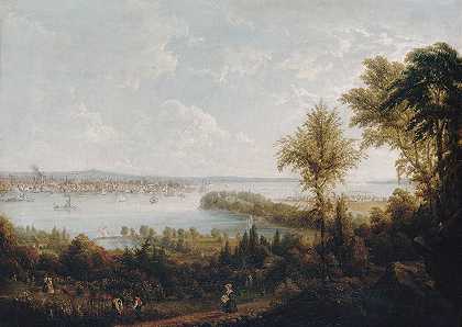 从Weehawken俯瞰纽约湾和纽约市`View of the Bay and City of New York from Weehawken (1840) by Robert Havell Jr.