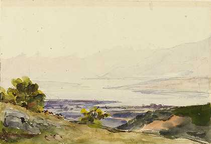 迪翁景观（海湾）`Paysage de Divonne (Le golfe) (1845~1916) by Marie Bracquemond