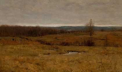 风景，1887年12月`Landscape, December 1887 (1887) by Dwight W. Tryon