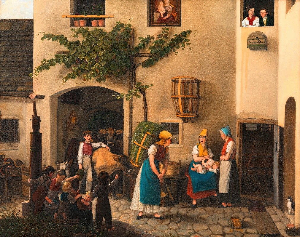 从野外来的`Die Ankunft vom Felde (1829) by Michael Neder