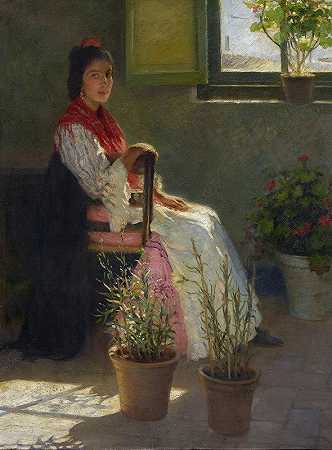吉普赛和阳光（吉塔纳和索尔）`Gypsy and Sunlight (Gitana y Sol) (1909) by Francis Luis Mora