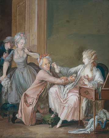 被刺伤的老人`Le Vieillard fardé (18th century) by Antoine Borel