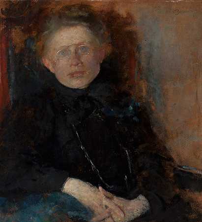 画家安娜·萨鲁兹·萨莱斯卡（约1880年——1863年后）的肖像`Portrait of Anna Saryusz Zaleska (ca. 1880–after 1863), painter (1899) by Olga Boznanska