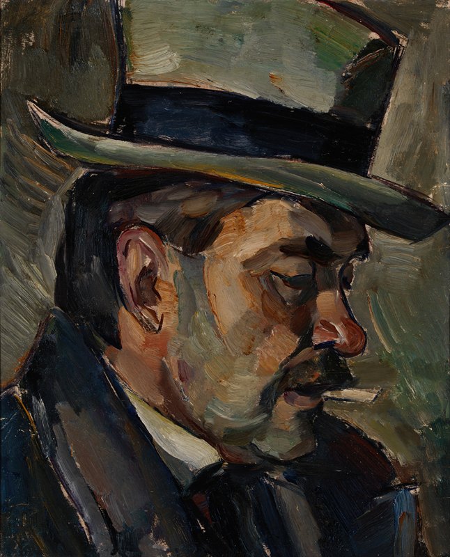 艺术家卡纳科斯基肖像`Portrait of artist Karnakoski (1917) by Ilmari Aalto