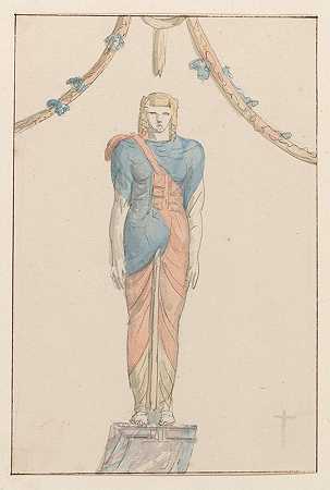 庞贝伊西斯神庙浮雕图`Figuur in reliëf op tempel van Isis te Pompei (1778) by Abraham-Louis-Rodolphe Ducros