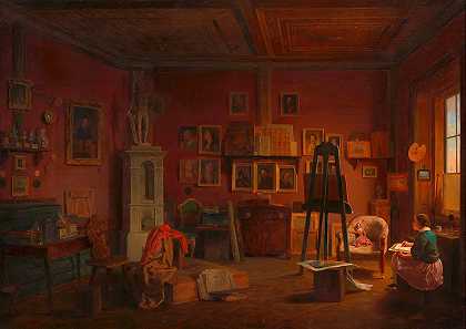 爱德华里特男装工作室`Atelier des Malers Eduard Ritter (1851) by Eduard Ritter