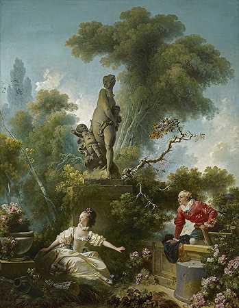 爱的进步会议`The Progress of Love; The Meeting (1771~1773) by Jean-Honoré Fragonard
