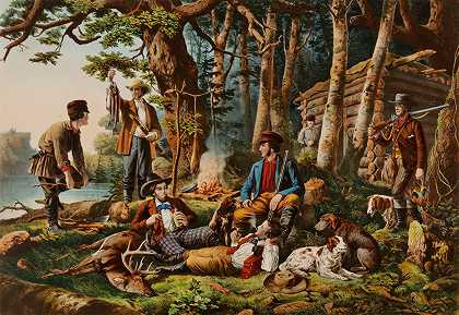 露营;一些合适的类型`Camping Out. Some of the Right Sort (1855) by Louis Maurer