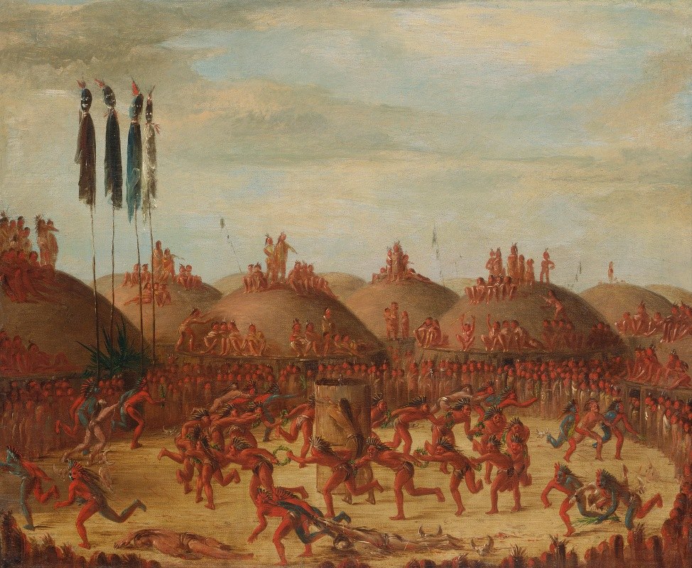 最后一场比赛，Mandan O-Kee-Pa典礼`The Last Race, Mandan O~Kee~Pa Ceremony (1832) by George Catlin
