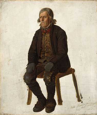 哈林达尔的阿斯尔·赫尔曼德斯·恩肖像`Portrait of Asle Hermandsøn from Hallingdal (1849) by Adolph Tidemand