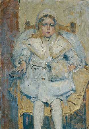 女孩肖像`Mädchenbildnis (1905) by Theodor Hummel