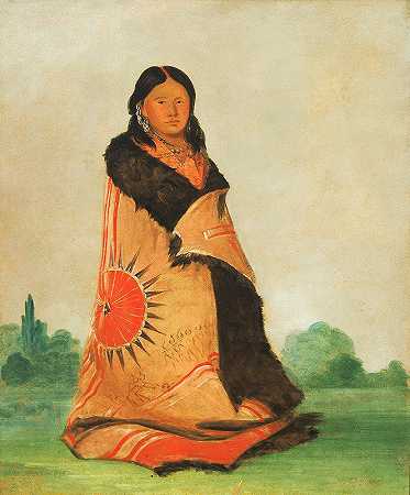 Mong Shóng Sha，弯柳，伟大酋长的妻子`Mong~Shóng~Sha, Bending Willow, Wife of Great Chief (1832) by George Catlin