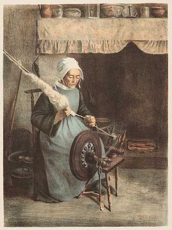 L\’Aieule（女子纺纱）`L’Aieule (Woman Spinning) (1899) by Jeanne Granes