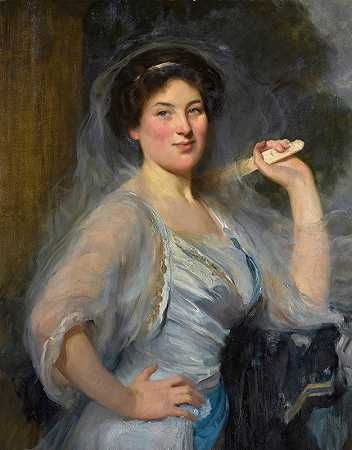 艺术家格特鲁德·萨拉曼的肖像她侄女`Portrait of Gertrude Salaman, The Artists Niece by Solomon Joseph Solomon