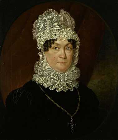 安·布兰德（死于1837年）的肖像，约伯·西伯恩·梅的妻子`Portrait of Ann Brander (died 1837), Wife of Job Seaburne May (1823) by Jan Willem May