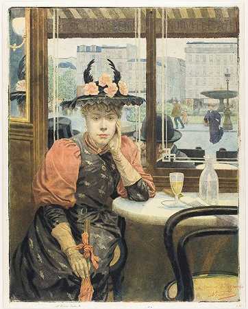 喝苦艾酒的人`The Absinthe Drinker (1895–1905) by Albert-Emmanuel Bertrand