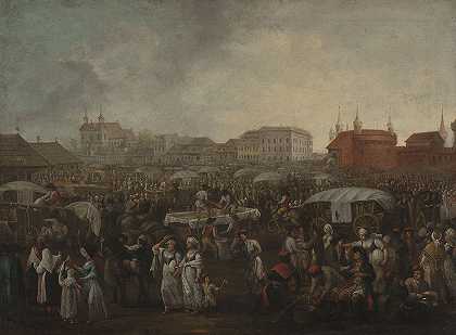 克莱帕兹市场`Kleparz marketplace (1821) by Michał Stachowicz
