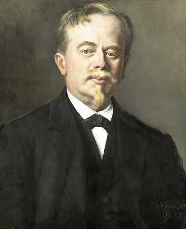 奥古斯都·阿勒贝肖像（1838-1927）`Portrait of Augustus Allebé (1838~1927) (1886) by Maria Alexandrina Reuss