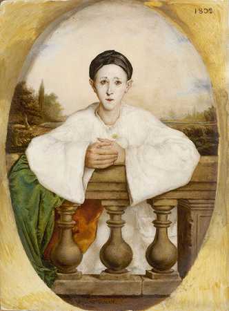 哑剧演员让-巴蒂斯特·德布鲁的肖像，称为巴蒂斯特（1796-1846）`Portrait du mime Jean~Baptiste Deburau, dit Baptiste (1796~1846) (1832) by Arsène Trouvé