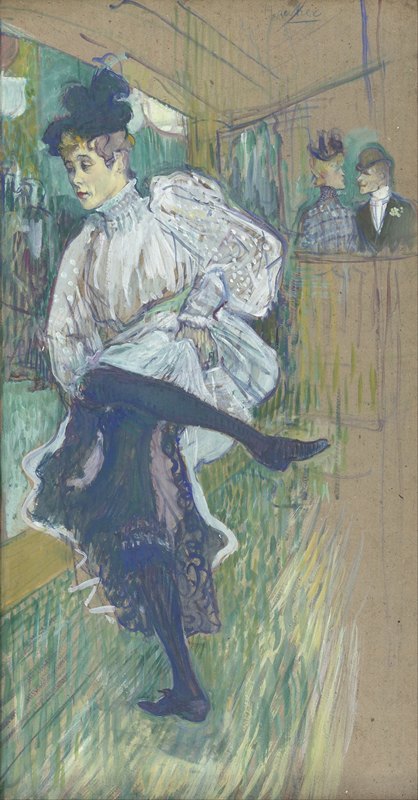 简·艾薇儿舞蹈`Jane Avril Dancing (circa 1892) by Henri de Toulouse-Lautrec