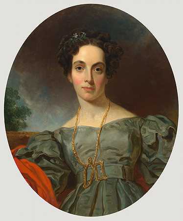 艾玛·埃姆伯里`Emma Embury (c. 1832~1834) by Henry Inman